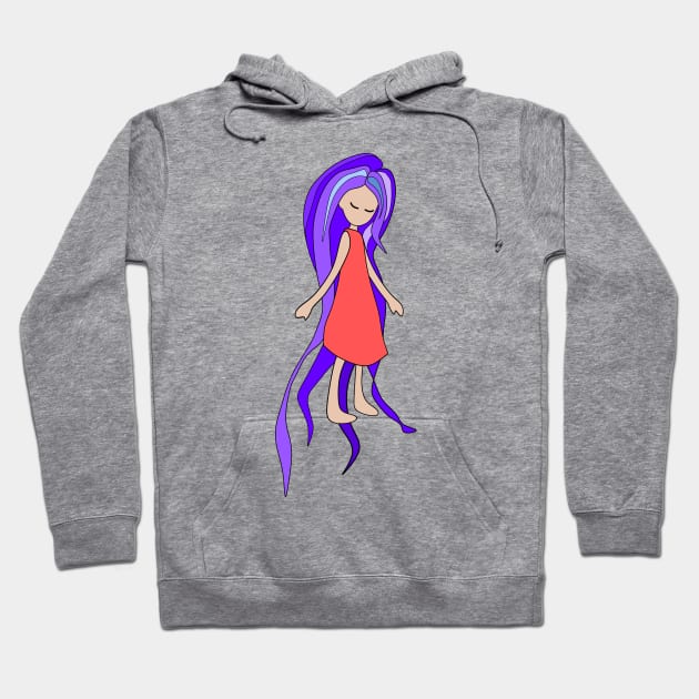 Free Spirit, Girl with Purple Hair Hoodie by Nutmegfairy